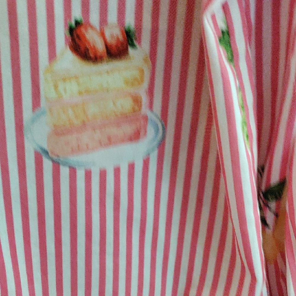 Striped Button Down Shirt with Food & Drink  Fun Design. NWT - Picture 9 of 15